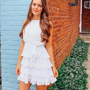 Small, White Tiered Dress with tie waist